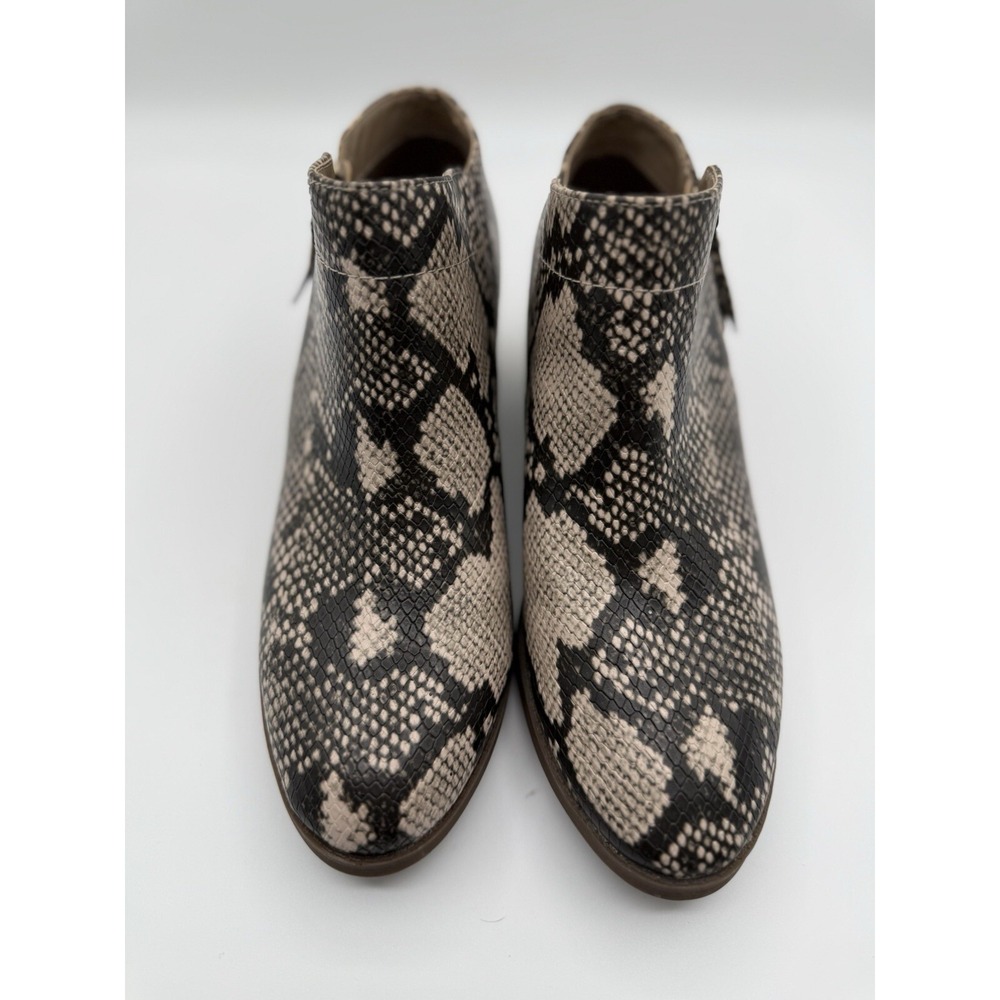 Women Time Tru Ankle Snake print Boots Low Heel Size 9.0